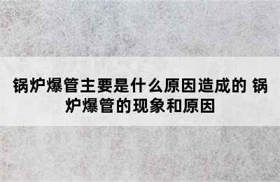 锅炉爆管主要是什么原因造成的 锅炉爆管的现象和原因